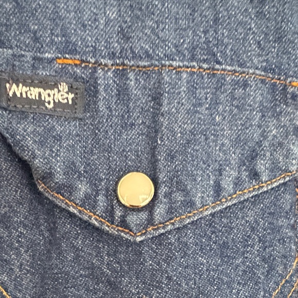 Vintage‎ Pearl Snap Wrangler Men's Dark Blue Button-Down Shirt - Picture 4 of 8
